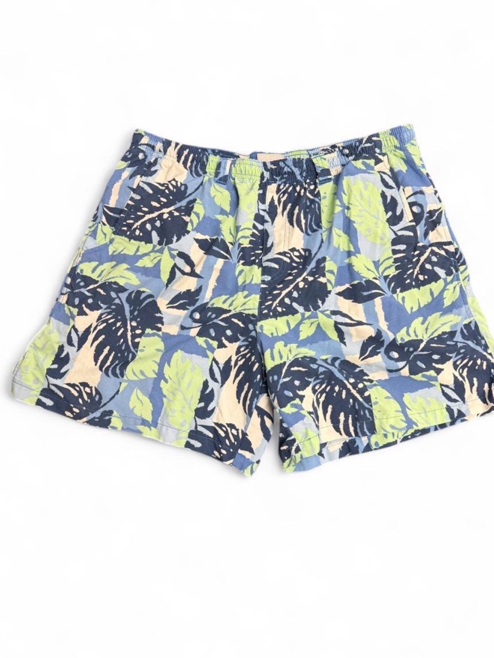 Columbia Men's Tropical Leaf Print Athletic Shorts - Blue, Navy, Lime, Cream